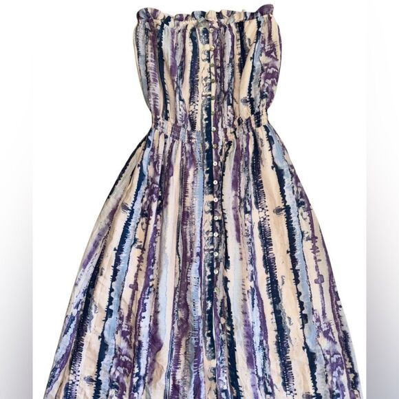 Allison Joy Andy Tie Dye Strapless Button Front Maxi Dress Size Medium - Picture 8 of 9
